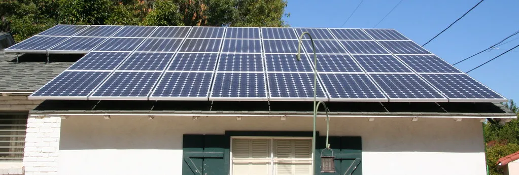 Solar panels on a house roof
